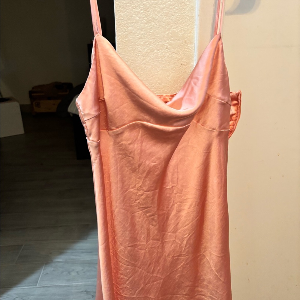 Elegant Pink Satin Slip Dress